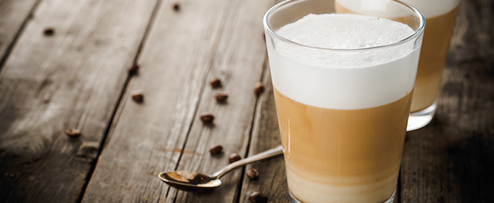 Kop koffie: Latte koffie met heel veel melk